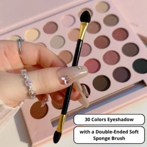 MUGELEEN Eyeshadow Palette 30 Warna Double Ended Sponge Brush Shimmer Glitter Matte Natural - XX005