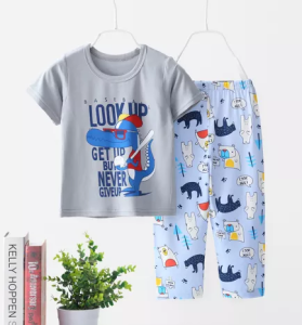 Pajama Set for Kids Baby Boy 6 months to 9 years old High Quality Pajama Terno Set Sleepwear 100% cotton Short Sleeve T-shirt and Pajama Set