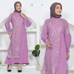 Zayra Dress / Baju Muslim Wanita / Gamis Crinkle Mix Brukat Premium / Dress Terbaru 2024 By AQMAR ID