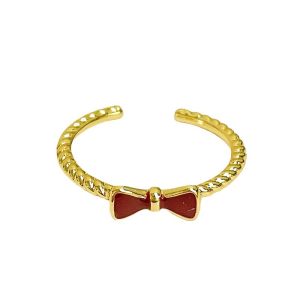 Annies Sphere Elegant Adjustable Open Ring with Bow Design for Women Fashionable and Versatile