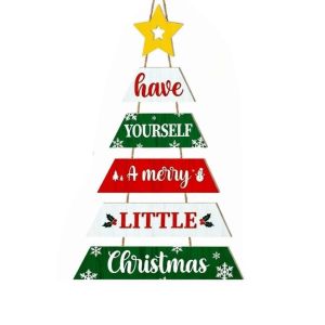 SOULLOV Rustic Christmas Door Sign Vintage Tiered Hanging Welcome Board Holiday Hanger Eco-friendly Wooden Plaque Porch