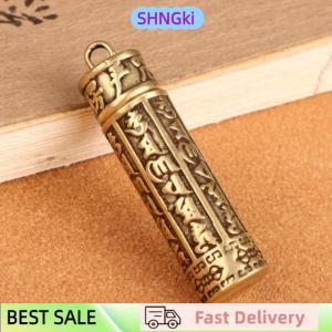 SHNGki Brass Cylinder Pendant Keychain Hanging Jewelry Pill Box Medicine Container