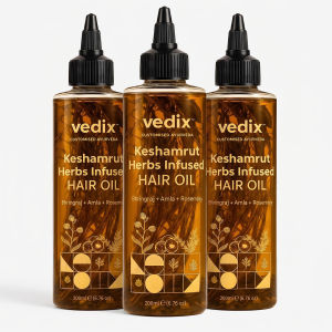 Vedix Keshamrut Herbal Hair Oil with Rosemary Amla & Bhringraj | Nourishing Scalp & Hair Oil for Thicker Stronger Hair | 16+ Herbs (3 * 200ml)
