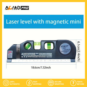 AumoPro ชุดเลเซอร์วัดระดับอเนกประสงค์เครื่องมือเครื่องวัดระดับเครื่องมือปรับระดับเลเซอร์เส้นตัดมาตรฐานแท่งเครื่องมือกับไม้บรรทัดเมตริก8ft/2.5M สำหรับแขวนรูปภาพตู้ผนังกระเบื้อง