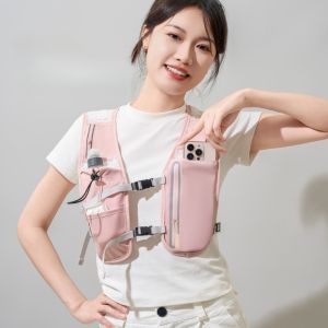 WLVYH with Reflective Strips Running Vest Pack Nylon Waterproof Trail Running Vest Sports With Phone Bag Running Water Bottle Storage Vest Outdoors