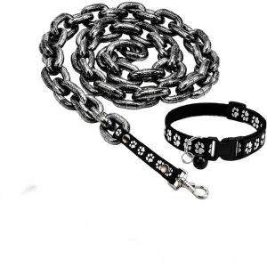 SVSAKZ168 Lightweight Simulated Giant Chain Pet Leash with Collar Plastic Dog Traction Rope Funny Creative Plastic Chain Dog Rope Outdoor Use