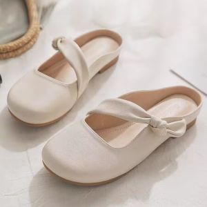 [Free Shipping] Slip-On Loafers Paired With A Skirt WomenS Closed-Toe Half-Slipper Sandals For Summer Outdoor Wear 2025 New Style