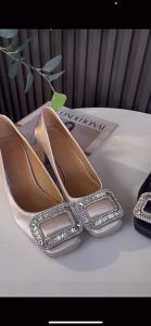 G7 Pair with Skirt for Stunning Look Guangzhou Chunky High Heels for Women Sheepskin Cushioned Square Toe Solid Color Satin Womens Shoes for Spring 7/7
