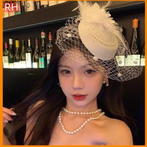 🔥🔥🔥ranghe Fascinators Mũ Phụ Nữ Lưới Mạng Che Mặt Lông Với Tóc Clip Nhỏ Top Hat Đám Cưới Cô Dâu Cocktail Mũ Nón