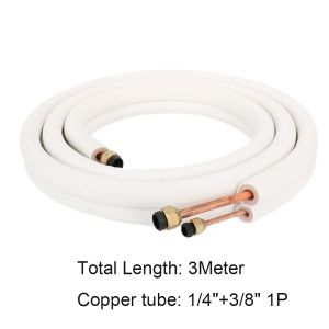 UNIITY 3 Meters Air Conditioner Tube 1/4+3/8 1/4+1/2 Insulated Copper Refrigerant Tube Useful Pair Coil Tube Refrigeration System Copper Pipe Pipe Fittings