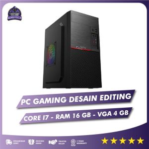 PC RAKITAN CORE I7 | RAM 16 GB | VGA 4 GB | SSD 128 GB | HDD 500 GB | LED 24 INCH 100HZ IPS FULLSET GAMING DESAIN