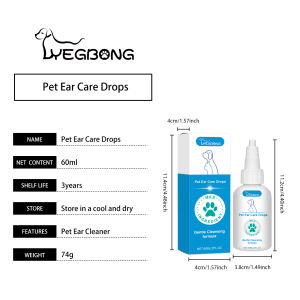 Yegbong Cat Dog Mites Odor Removal Ear Drops Infection Solution Treatment Cleaner 60ml