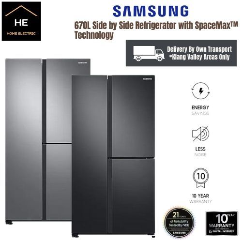 SAMSUNG 670L 3DOOR 670L Side by Side Refrigerator with SpaceMax