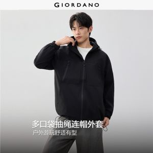 Giordano Beau Monde Men Multi-pocket hooded jacket Free Shipping 13076986
