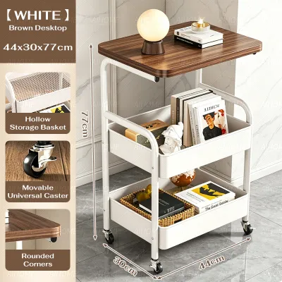 Carbon Steel Trolley Rack Kitchen Storage Rack Movable Bathroom Bedroom 3 Tiers Organizer 可移动小桌