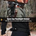 OneTigris Flashlight Holster Molle Flashlight Holder for Belt Pouch for Torch Linear Hand Tool with Open-top MOLLE Strap for Vertical & Horizontal Carrying (Black). 