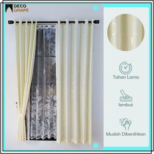 Gorden  Terbaru 2023 Murah Motif Polkadot Kain Poliester Lembut Model Smokering Tinggi 150 cm