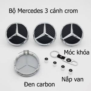 (Logo Mec) BỘ LOGO MERCEDES 3 CÁNH CROM LOGO MÂM XE 75MM NẮP VAN VÀ MÓC KHÓA – FULL PHỤ KIỆN ĐỒNG BỘ CHÍNH HÃNG STYLE