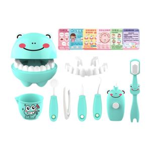 GJURD Educational Dental Pretend Play Set Montessori Early Learning Dental Simulation Toy Set Teeth Model Cartoon Animal Design Doctor Kit For Kids Toddlers