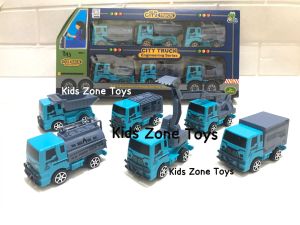 KZT Mainan Anak Mobil Konstruksi City Truck Set 6 PCS Engineering Series PullBack OCT6397