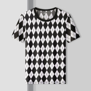 IELGY Ice Silk Short-sleeved Mens T-shirt Quick-drying Trendy Printing