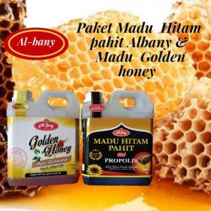 PAKET MADU GOLDEN HONEY AL-BANY SUPER VS SUPER HITAM PAHIT ALBANY PLUS PROPOLIS NETT 1000GR (PAKET HEMAT)