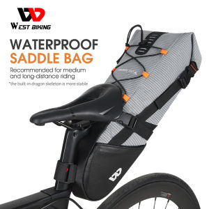 WEST BIKING Waterproof Bicycle Saddle Bag 10L Large Capacity Foldable Tail Rear Bag Cycling MTB Trunk Pannier Bike Accessories