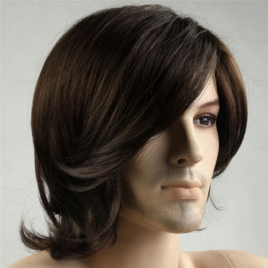 Brown foreign trade European and American new mens wig with long bangs and partial wig