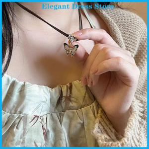 [K&P Elegant]👗👗 Trung Quốc Phong Cách Thời Trang Retro Bện Dây Vòng Cổ Bướm Hoa Mặt Trăng An Toàn Khóa Mặt Dây Chuyền Vòng Cổ Cho Phụ Nữ Đồ Trang Sức Cổ Điển