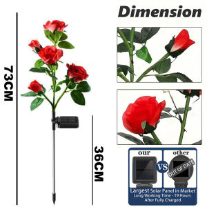 Solar Hibiscus Light Outdoor Waterproof Garden Flower LED Lamp for Cemetery Graveyard Yard Christmas Decorative Ambient Lighting Pathway Lights