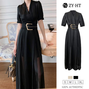 ZY.HT EraVogue จั๊มสูทขายาว จั๊มสูทกางเกงขายาว ชุดออกงานแต่ง จั๊มสูทลายริ้ว จั๊มสูทผ้าซาติน จั้มสูทขากว้าง จั๊มสูทผู้หญิง ชุดจั้มผู้หญิง 4807