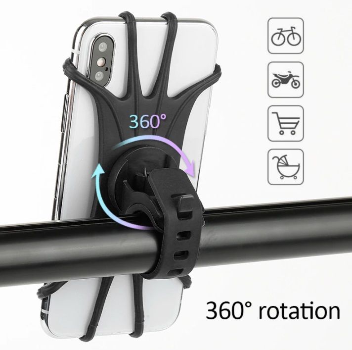 360° Universal Bicycle Phone Holder Bracket Sillicon Flexible Holder HP  Sepeda Motor Stroller Karet Elastis Solid Ukuran Layar Smartphone Inch 