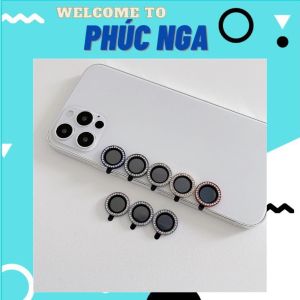 Dán bảo vệ mắt Camera đính đá 6 màu titan cầu vòng trái táo 11 12 13 14 MINI / PRO / MAX