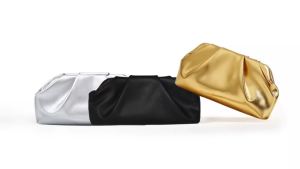 กระเป๋าคลัทช์ผู้หญิง  –  ผ้าเนื้อนุ่มจับจีบอย่างหรูหรา  PU  กระเป๋าหนังสำหรับงานกลางคืน  พร้อมสายโซ่ที่ถอดออกได้  สมบูรณ์แบบสำหรับงานแต่งงานและงานเลี้ยง