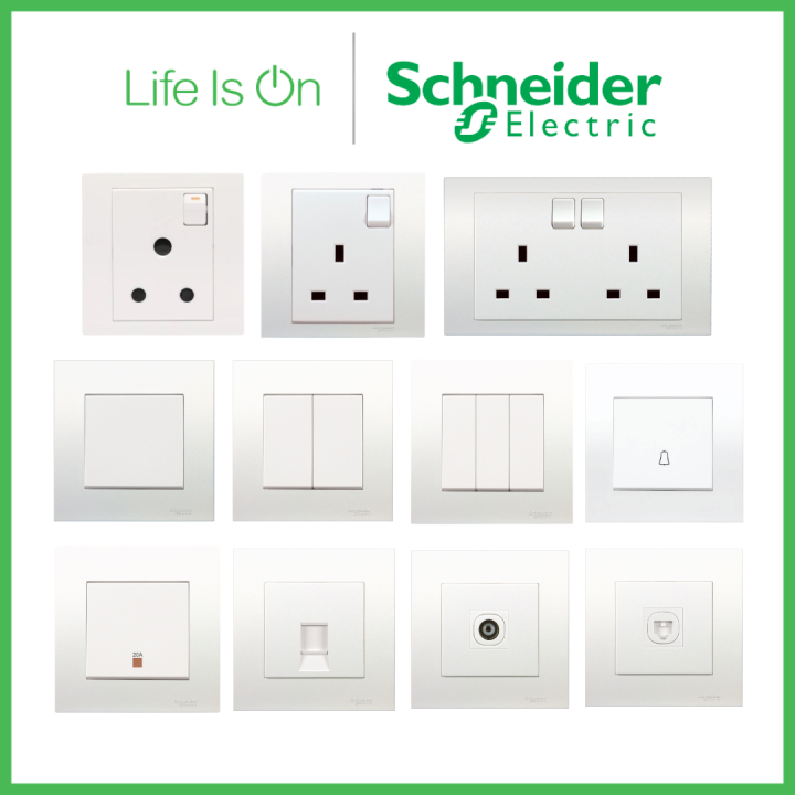 Schneider Vivace White Switches & Sockets / 13A Switch Socket / Water
