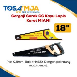 GERGAJI GOROK 14 16 18" GAGANG KAYU LAPIS PVC KARET | Graji Tangan Tukang PREMIUM TAJAM MIAMI