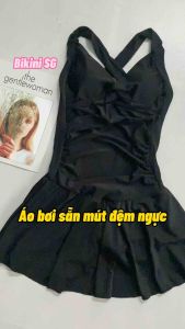 Đồ bơi nữ kín đáo một mảnh liền thân váy xoè che khuyết điểm đi bơi biển đẹp áo tắm Bikini SG