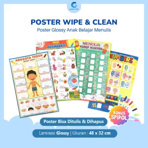 Poster Edukasi Belajar Anak Wipe & Clean PREMIUM