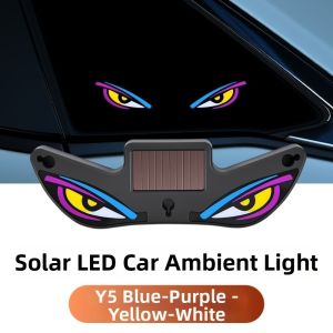 INNEED Suction Cup Devil Eyes Car LED Warning Light Wireless Solar Vibration Lights on LED Car Light Gifts Car Decor Cool EYE Ambient Lights
