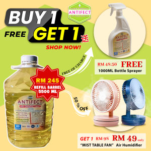 ANTIFECT Air Disinfectant BUY 5500ml FREE 1000ml Prevention HFMD/H1N1/INFLUENZA Get 50% off "TABLE FAN" Atomizer