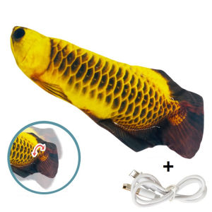 Cat Toy USB Electric Moving Fish Cat Toy Plush Simulation Wagging Dancing Fish for Cat Kicker Fish Toy Chargeable