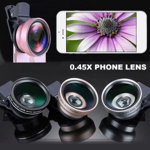 CRUSHES Portable Macro Optical Zoom Clip-on Telescope HD Camera 0.45x Wide Angle Mobile Phone Lens