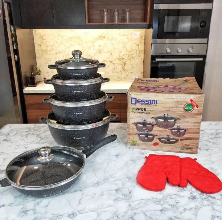 12 pcs Dessini Italy Cookware Cooking Set Ceramic Nonstick Coating