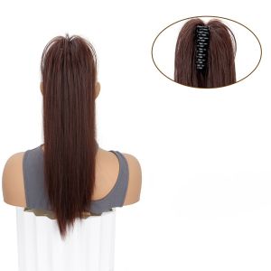 NBANLIKE 18Inch Waterfall Ponytail Wig Black-Brown Claw Clip in Long Straight Ponytail Hair Accessories Natural Pony Tail Hairpiece for Kids and Women