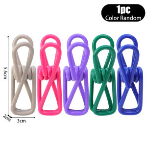 【On Sale】5Pcs Metal Wrapped Plastic Colored Paper Clip Multifunction Snack Sealing Clip Clothes Hanger