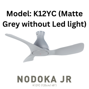 KDK Nodoka Jr 48-Inch 3-Blade Ceiling Fan with LED Light WiFi Smart Control Remote 10-Speed Speed Settings and SIRIM Certification - Matte Grey [K12YC/K12UC]