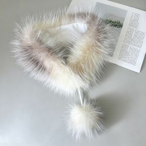 LUMINOU Thickened Neck Scarf Plush Ball Soft Plush Womens Scarf Fashion Keep Warm Winter Scarf Winter