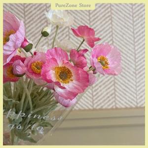 [PureZone] High Quality Beautiful Artificial Poppy Silk Flowers Flower for Home Wedding Salon Party Luxury Decoration
