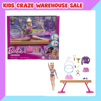 Barbie Gymnastic Fun Play Set with Balance Beam and Over 10 Thematic Matching Pieces for Victory Stories