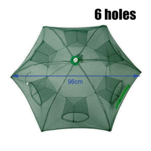 【24 hours delivery】6 holes /8 holes/10 holes Portable Automatic Folding Umbrella Trap Type Fishing Net Nylon Crab Shrimp Net Trap Cast Dip Cage Fishing Bait Shrimp Cage Crab Fish Trap Cast Net